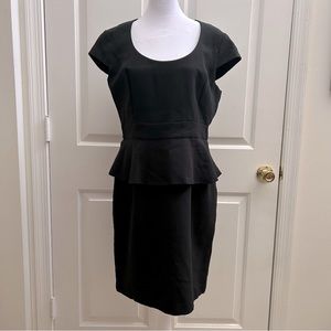Ann Taylor Peplum Cap Sleeve Dress in Black, Sz 10